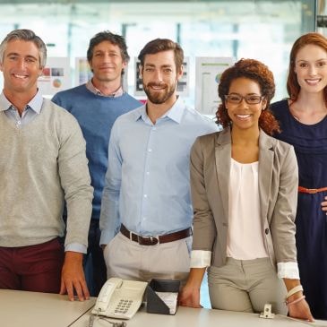 Diverse business team collaborating